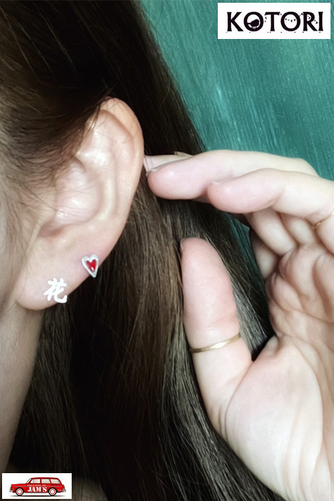 KOTORI」Red Rose Heart Pierce コトリ 赤い薔薇のハートピアス